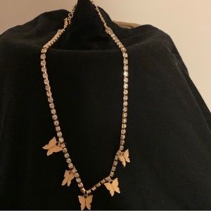 Fashion Rhinestone Butterfly Pendant Necklace Hiphop Jewelry Choker 🦋